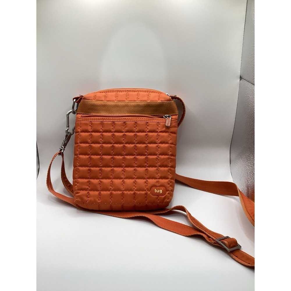 Lug Burnt Orange Quilted Crossbody Bag Travel Pouch Adjustable Strap